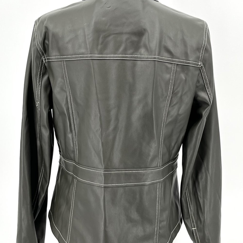 Sam Edelman Vegan Faux‎ Leather Jacket Women's Size Medium Loden Brown NWT - Picture 5 of 12